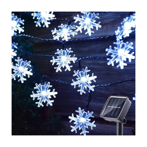 50 LED Solar Powered Snowflake String Lights for Christmas Wedding Decorations