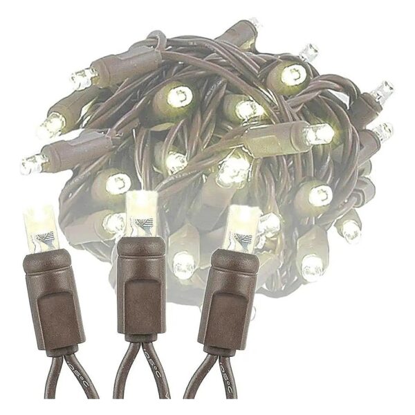 50 Light LED Christmas Lighting Set with Brown Wire for Outdoor and Indoor Use