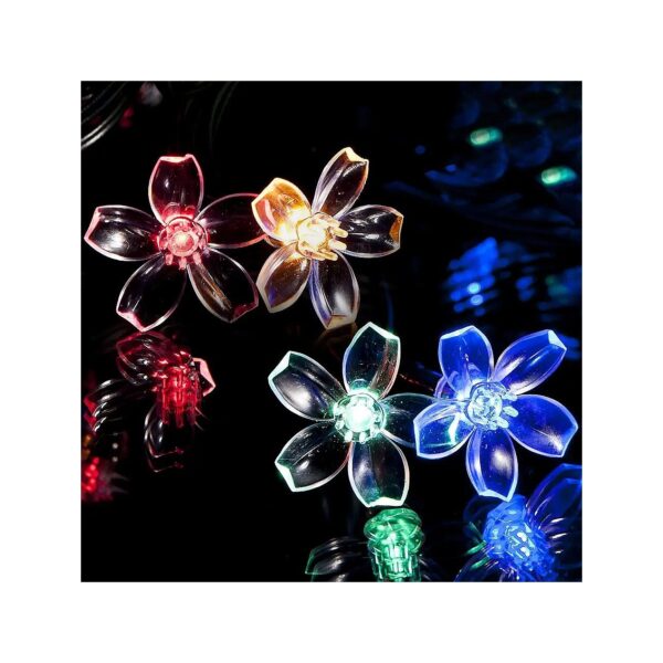 50 Multi-Coloured LED Blossom Solar Fairy Lights for Walkway and Patio Decoration