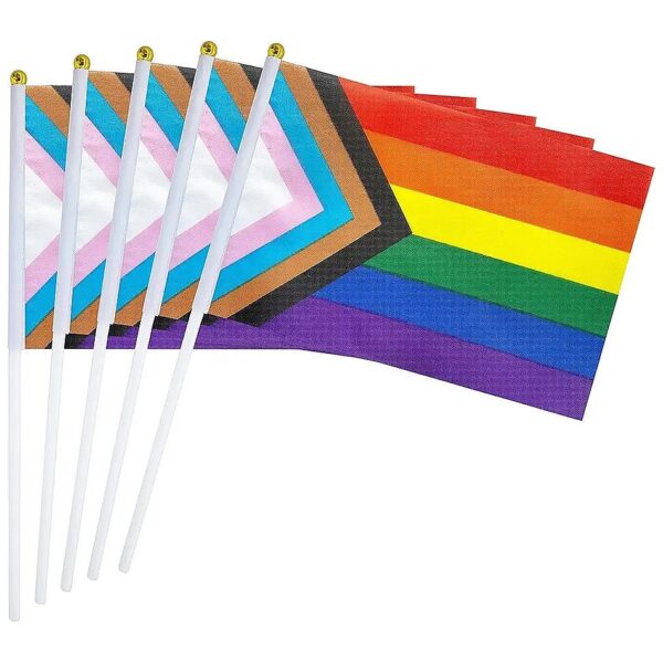 50 Pack Mini Rainbow Flags for Rainbow Festival and Progress Party