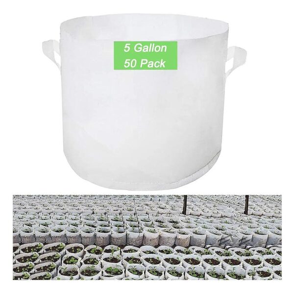 50-Pack 5-Gallon Grow Pots with Handles for Large-Scale Tree and Plant Farming