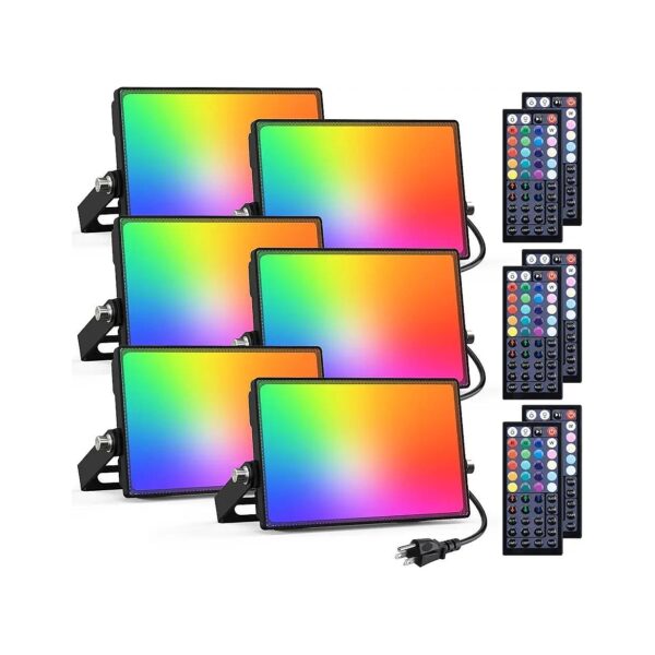 50W Color Changing LED Stage Lights 6 Pack with Remote and Timer