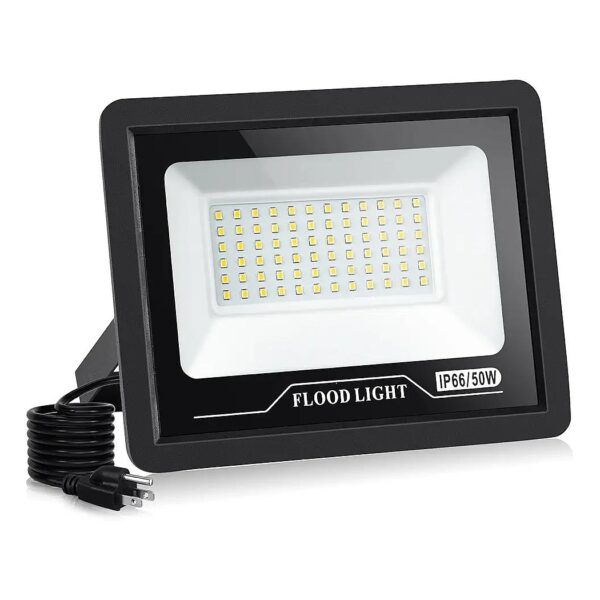 50W LED Flood Light with UL Listed Plug and IP66 Waterproof Rating for Outdoor Use