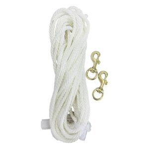 5/16" Diameter White Braided Nylon Flagpole Rope with Marine Grade Clips