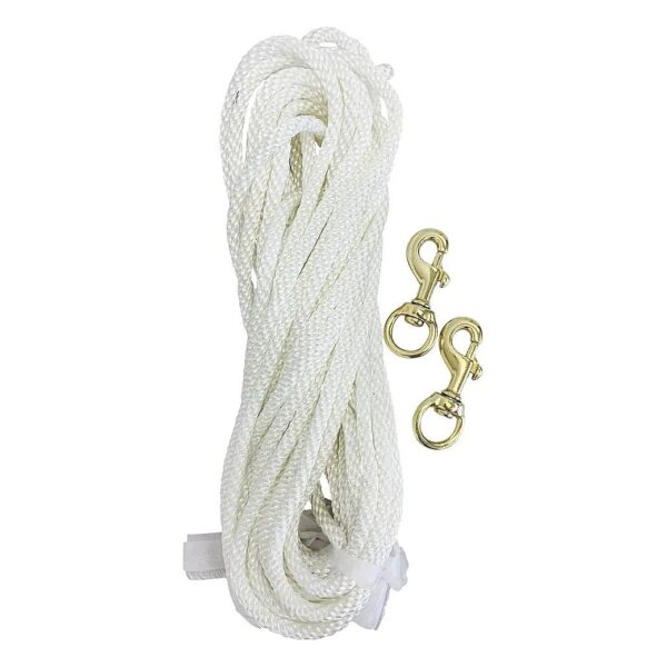 5/16" Diameter White Braided Nylon Flagpole Rope with Marine Grade Clips