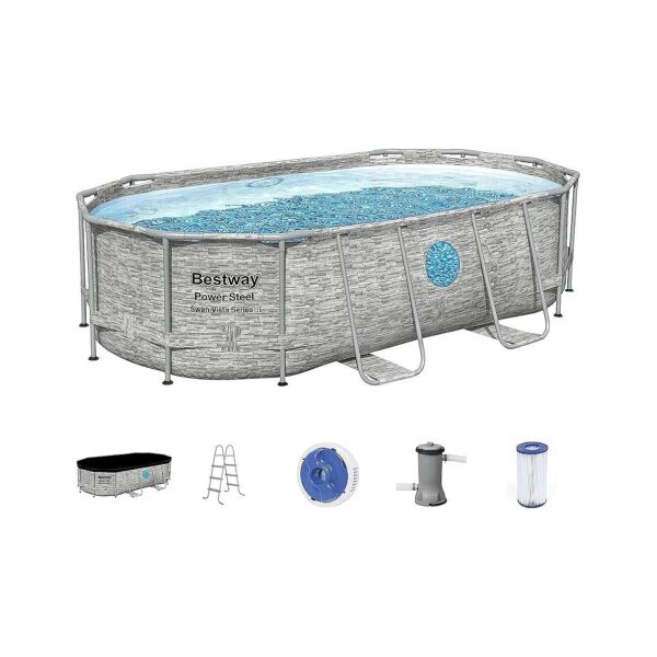 530 GPH Filter Pump and Pool Cover Included in This 168" x 98" x 5" Above Ground Pool