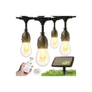 54FT Solar Powered Outdoor Lights with USB Charging Port and Adjustable Dimmable Options