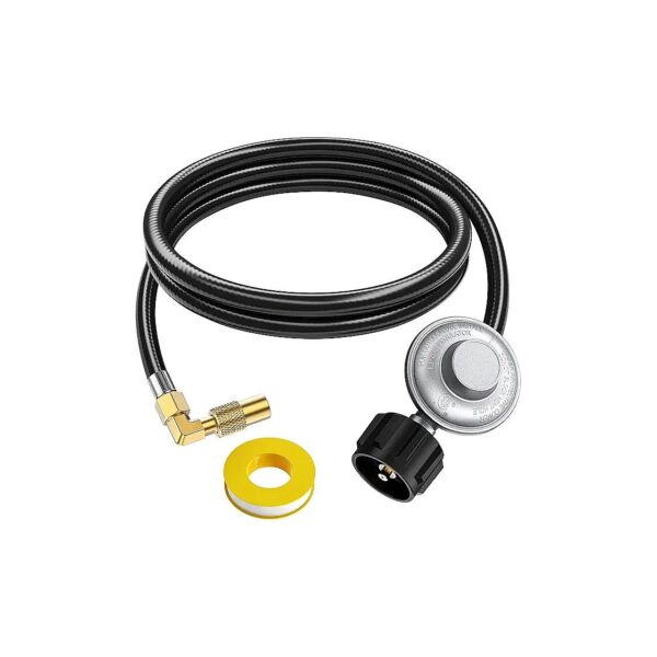 5FT Propane Adapter Hose with Regulator and 90 Degree Elbow for Most LP Gas Grills