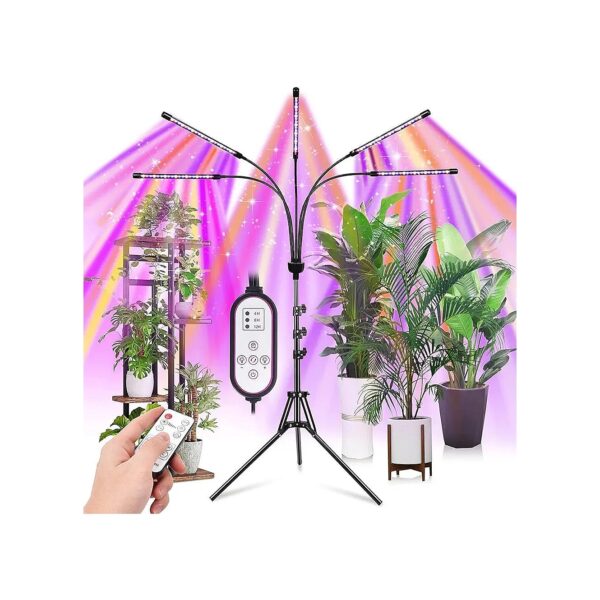 5-Head Grow Light for Indoor Plants Full Spectrum LED Lighting with Adjustable Stand