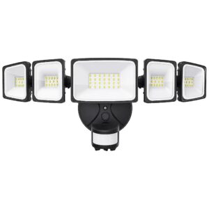 5-Head LED Floodlights with Motion Sensor for Garage Entryway Backyard and Home Security