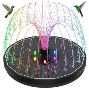 5W Solar Bird Bath Fountains with Glass Panel and Color LED Lights for Gardens and Ponds