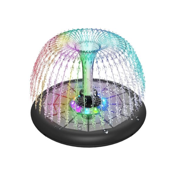 5W Solar Powered UFO Bird Bath Fountain with 7 Nozzles, 4000mAh Battery, Night Light