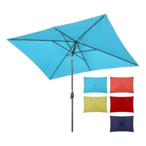 5x10 ft Outdoor Patio Umbrella with Crank, Steel Ribs, and Polyester Canopy