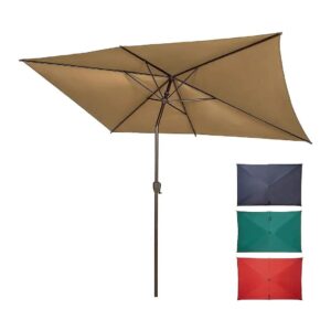 5x10ft Rectangular Outdoor Umbrella with Push Button Tilt for Patio Shade