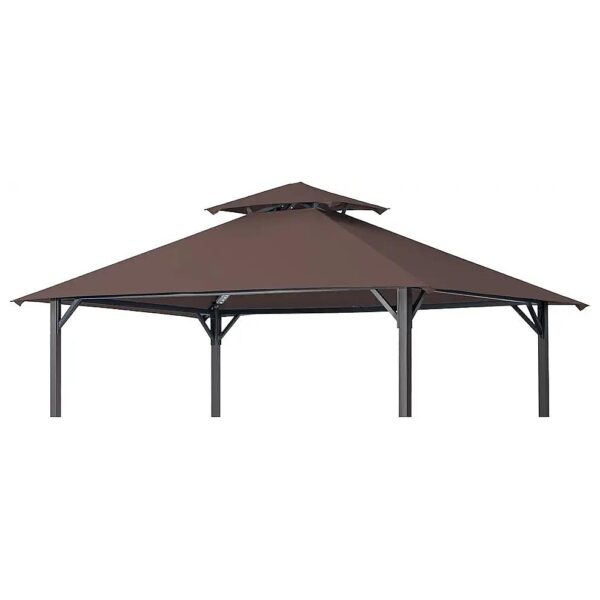 5x8 Polyester BBQ Gazebo Replacement Canopy Roof with Smoke Ventilation