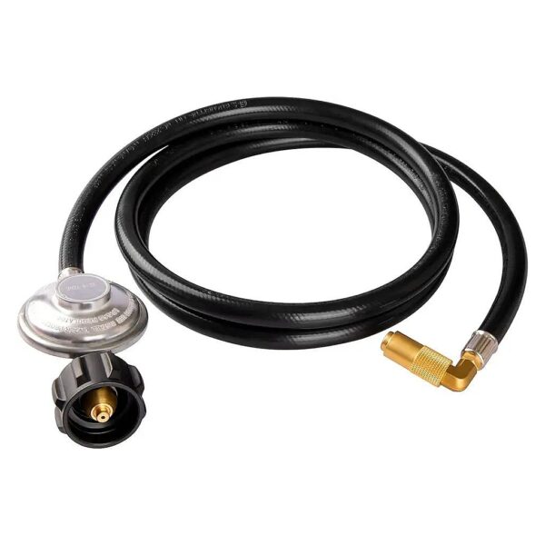 6 Foot Propane Regulator and Hose with Elbow Adapter for Table Top Use