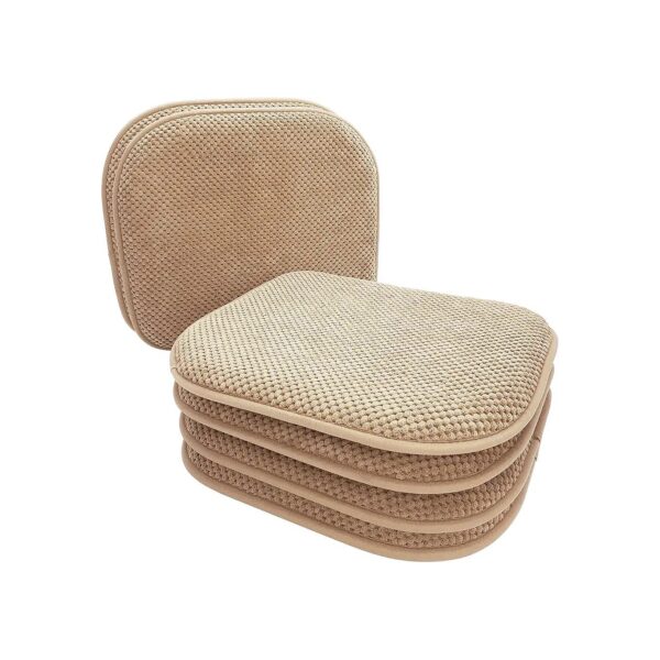 6 Pack Khaki Foam Chair Pads with U Shaped Design for Comfortable Dining