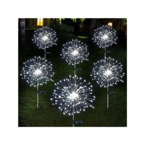 6 Pack Solar Firework Lights with 2 Lighting Modes for Outdoor Garden Decorations