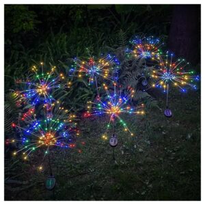 6 Pack Solar Fireworks Light with 120 LEDs and 8 Lighting Modes for Yard Pathway Decor