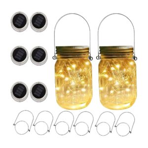 6 Pack Solar Mason Jar Lid Lights with Warm White LEDs