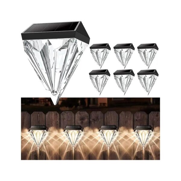 6 Pack Solar Powered Diamond Lights for Outdoor Path and Stair