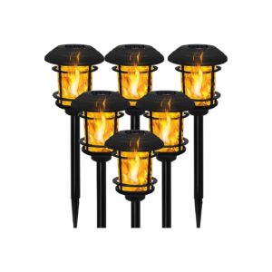 6 Pack Solar Powered Large Outdoor Decorative Lights - Flickering Flame Torch Lights