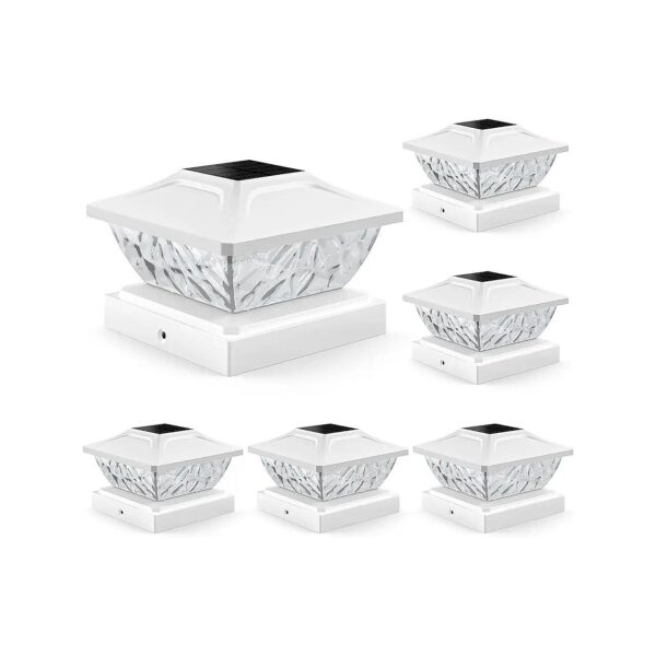 6 Pack Solar Powered Post Cap Lights for 4x4 5x5 5x5 Posts with Unique Lighting Modes