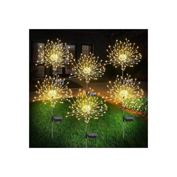 6 Pack Waterproof Solar Firework Lights for Garden Decor and Lighting