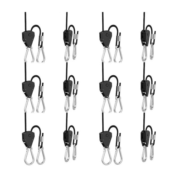 6 Pairs of Heavy Duty Rope Hangers with Metal Internal Gears for Growing Light Fixtures