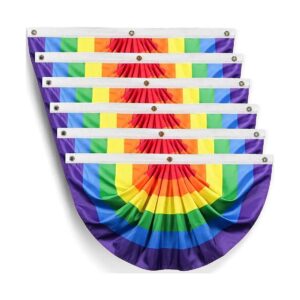 6 Piece Colorful Rainbow Pride Fan Flag Bunting for Holiday Party Decor