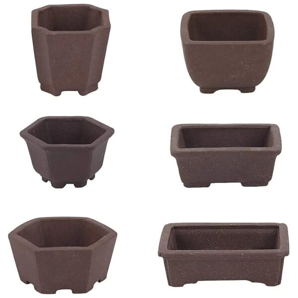 6 Piece Mini Ceramic Miniature Plant Pots for Personalized Bonsai Planting