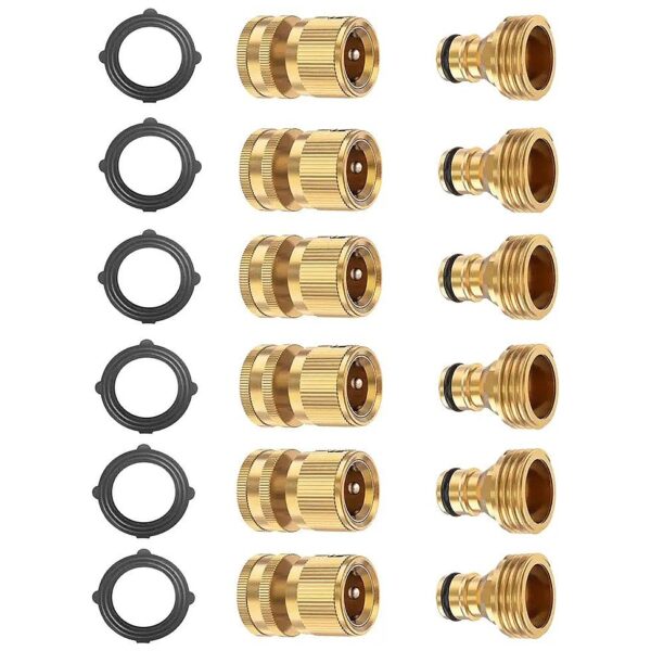 6 Sets Garden Hose Hose Male Female Connectors Solid Brass Construction