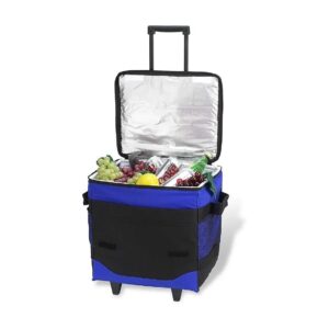 60 Can Collapsible Insulated Cooler with Telescopic Handle and Rugged Polyester Canvas