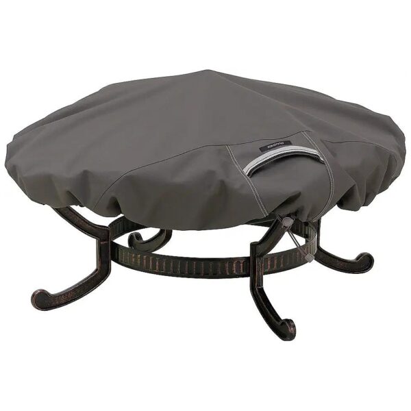 60" Diameter Round Fire Pit Cover, Dark Taupe/Mushroom/Espresso, Protective and Durable