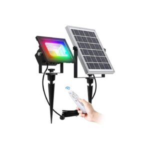 60 LED IP65 Waterproof Solar Flood Lights with RGB Color Changing Solar Spotlights