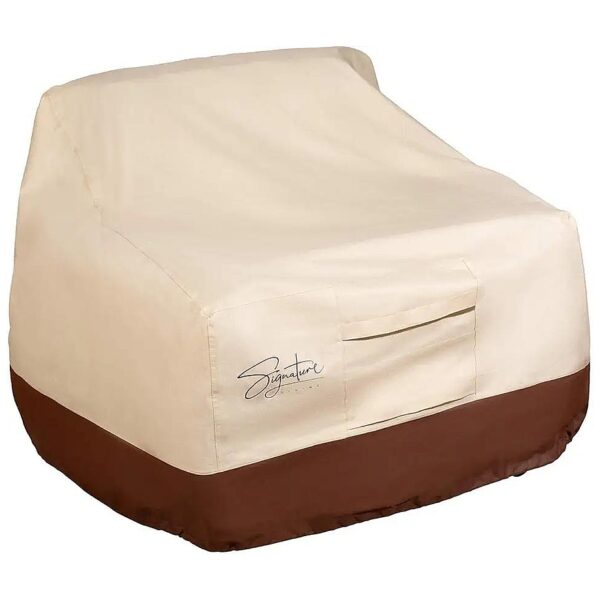 600D Polyester Patio Chair Covers for Long-Lasting Weather Protection Tan 40 Inch Wide