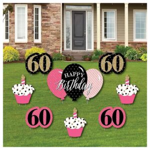 60th Birthday Party Decor Pink Black Gold Yard Signs and Lawn Ornaments