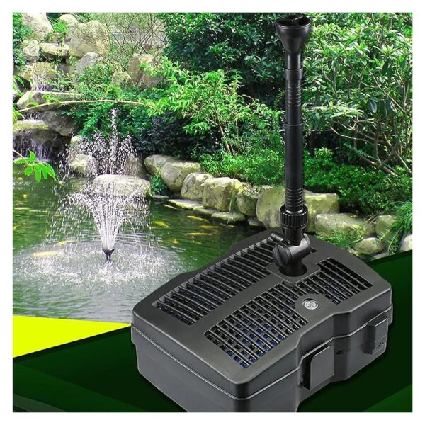 660GPH Submersible Pond Fountain with Inside Filter and RGB Light for Large Garden Ponds