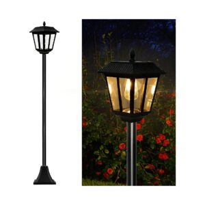 67 Inch Vintage Solar Lamp Post Lights with Warm White LED Edison Bulb for Outdoor Use