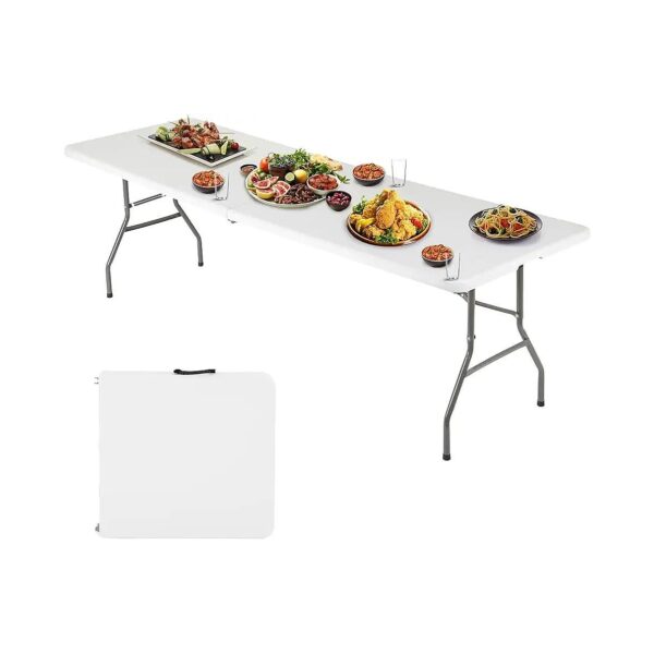 6FT Folding Picnic Table for Outdoor Use, Portable and Space Saving with Carrying Handle