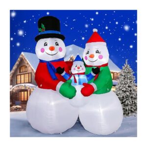 6FT Tall Waterproof Inflatable Snowman with LED Lights for Outdoor Christmas Decorations