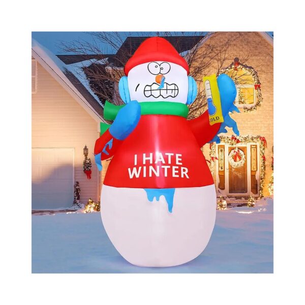 6-Foot Tall Inflatable Snowman with LED Lights and Thermometer Christmas Yard Decoration