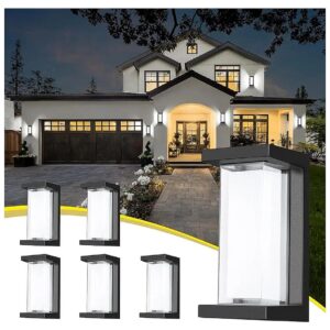 6-Pack Exterior Wall Mount Black Aluminum Light Fixtures with Acrylic Shade