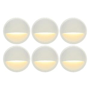 6-Pack of LED Step Lights for Outdoor Handrails, Decks, and Patios with White Finish