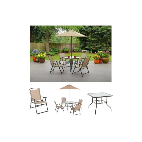 6-Piece Folding Patio Dining Set with Table, Chairs, and Outdoor Decor