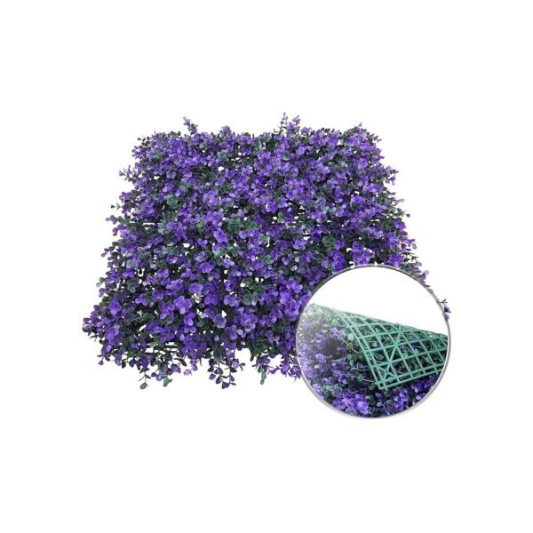 6-Piece Purple Lavender Artificial Hedge Panel for Decorative Garden Screens