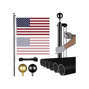 6-Section 25FT Flag Pole for Easy Installation and Hanging 2 Flags at Once