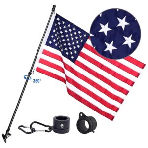 6ft Black Aluminum Alloy Flag Pole Kit with Nylon 3x5 US Flag and Adjustable Angle Mount