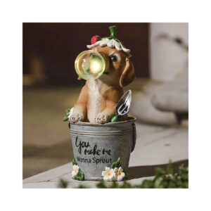 7" Bubble Puppy with Solar Lighting for Patio Yard Lawn and Garden