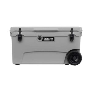 70 Quart Wheeled Ice Chest with Commercial Grade Insulation and Heavy Duty Rubber Latches